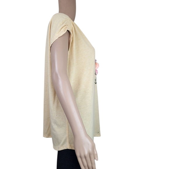 Daisy + Coco XL Inspirational Floral Embroidered T-Shirt Top - Picture 2 of 4